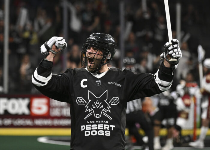 LAS VEGAS, NV - December 1, 2023: The Las Vegas Desert Dogs  were defeated by the Albany Firewolves 12-10 during the home opener at Michelob ULTRA Arena on Friday night. (Photo by Candice Ward/Las Vegas Desert Dogs)